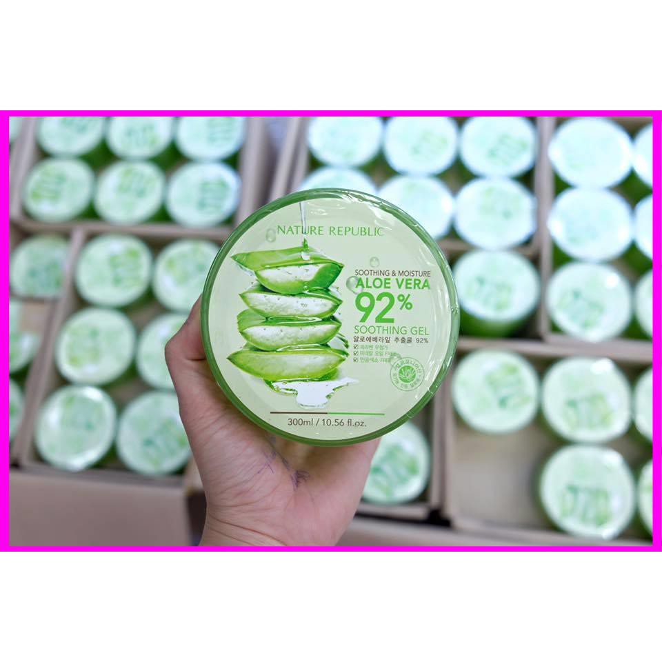 Gel lô hội Aloe Vera Soothing trắng da Dưỡng ẩm và kiểm soát dầu NATURE REPUBLIC 92% 300ml