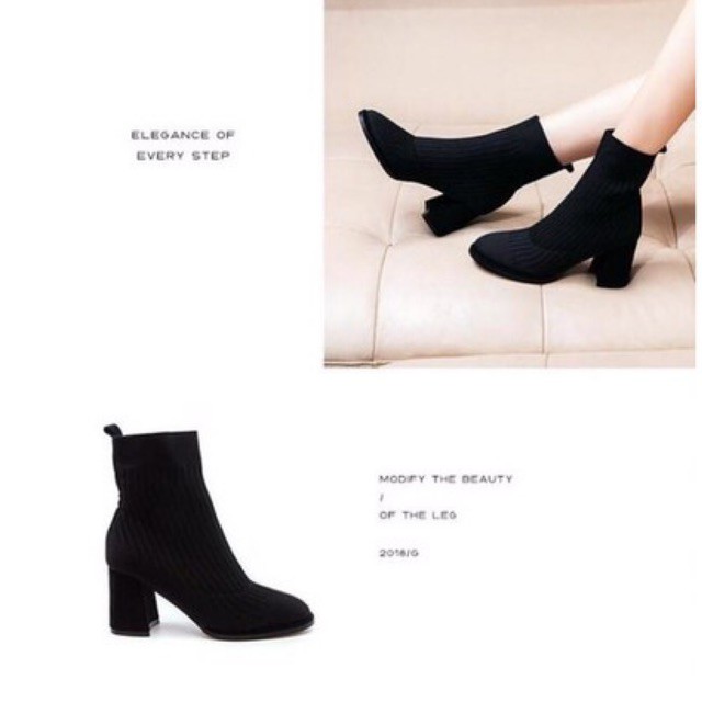 BỐT LEN CAO CỔ  BOOT LEN NỮ CỔ LỠ CHẤT LEN DÀY ÔM CHÂN VÂN SỌC B03
