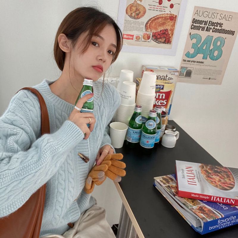 Áo len cardigan cài khuy gỗ - áo len vặn dày dặn