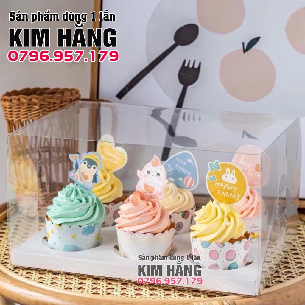 Set 10 hộp mica trong suốt 6 ô cupcake