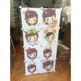 Thanh lý sập sàn- TỦ NHỰA LẮP GHÉP 8 Ô SÂU 47CM. TẶNG 1 MÓC TREO ĐỒ