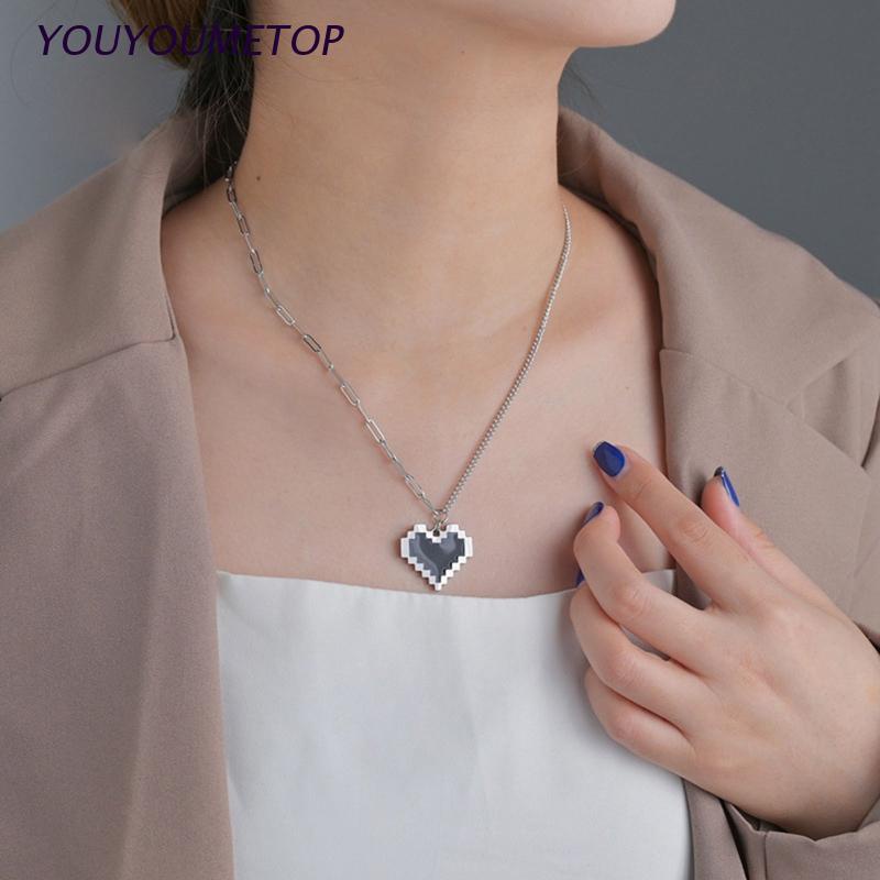 Vòng cổ hai lớp mặt hình trái tim phong cách Hàn Quốc thời trang cho nữ