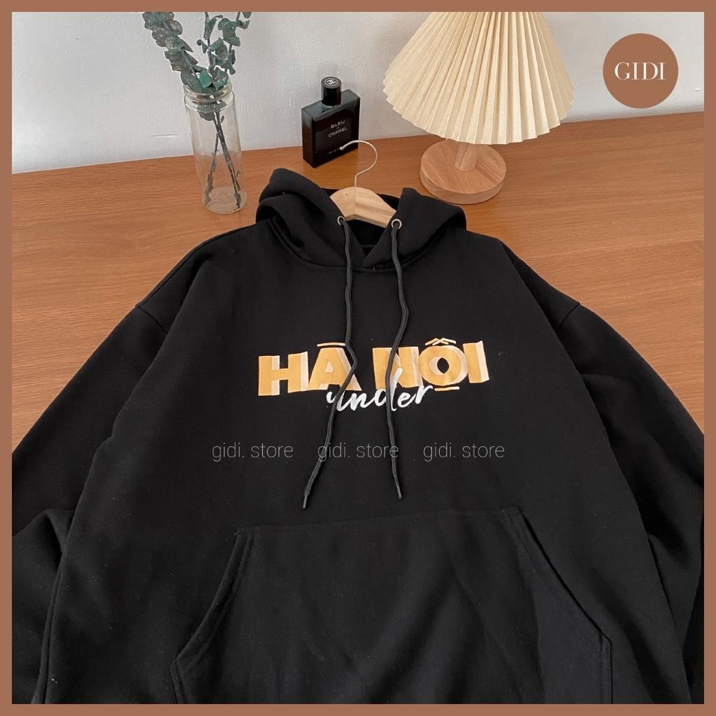 Áo Hoodie Hà Nội nỉ bông Nam nữ Unisex OVERSIZE kiểu chui đầu  - áo thu đông vải nỉ lót bông form rộng