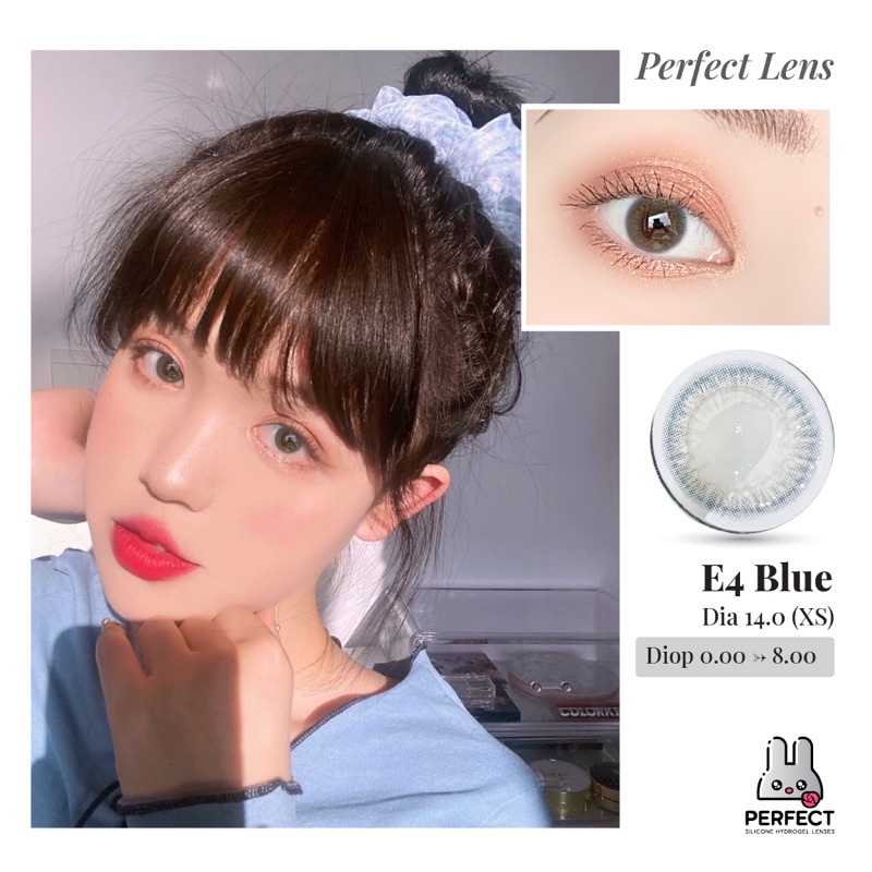 Lens Mắt , Kính Áp Tròng E4 BLUE Có Độ Cận và Không Độ , DIA 14.0 ,Cho Mắt Nhạy Cảm Giá Sale