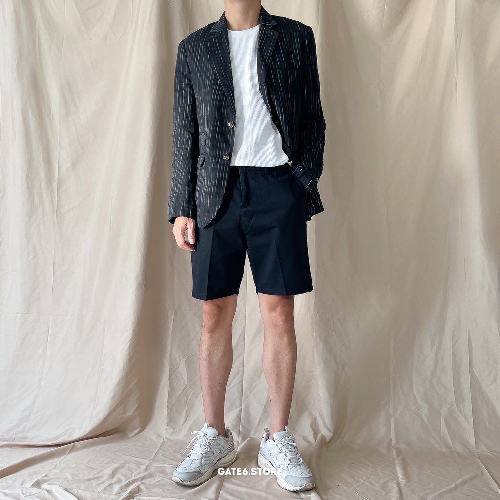 Áo Khoác Vest Nam XT sọc, Blazer form regular vải mềm GATE6 - F753