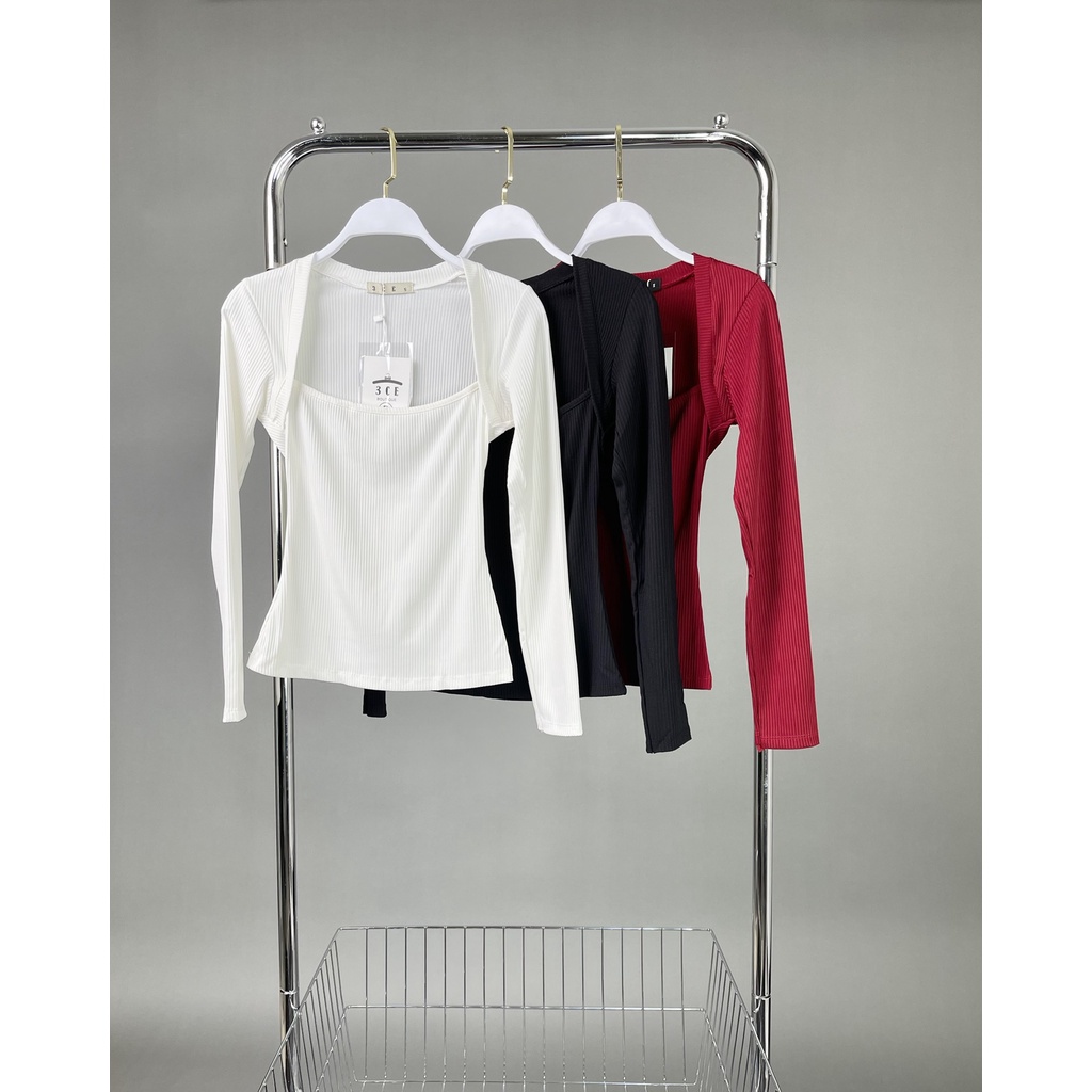 Áo thun gân ôm nữ tay dài 3 màu trắng, đen, đỏ NPA049