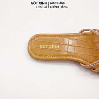 Dép nữ GÓT XINH D50 quai đính đá đế bệt