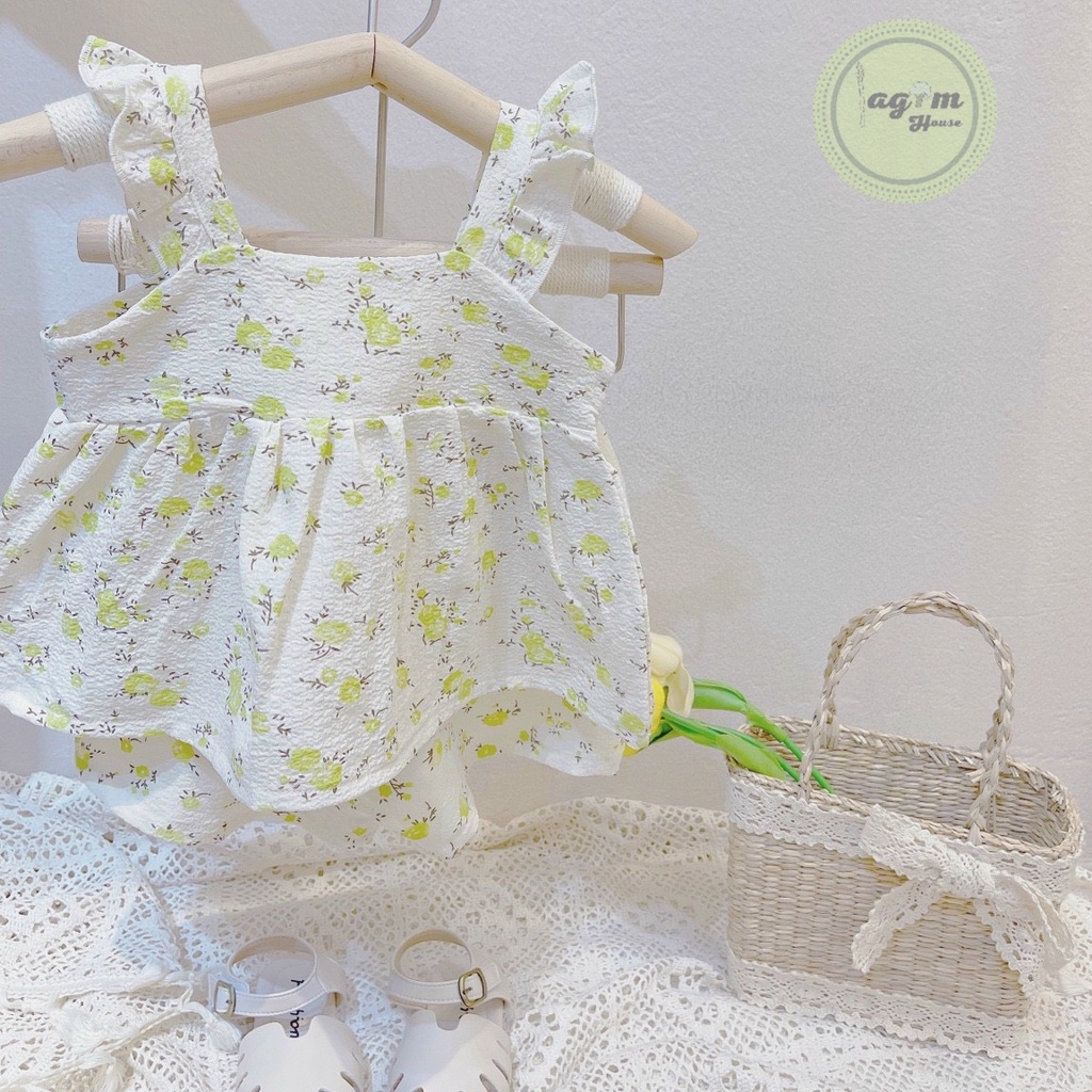 Bộ hai dây tay cánh tiên chất đũi xốp mềm, mát cho bé gái mùa hè mẫu mới 2022 - Lagim House