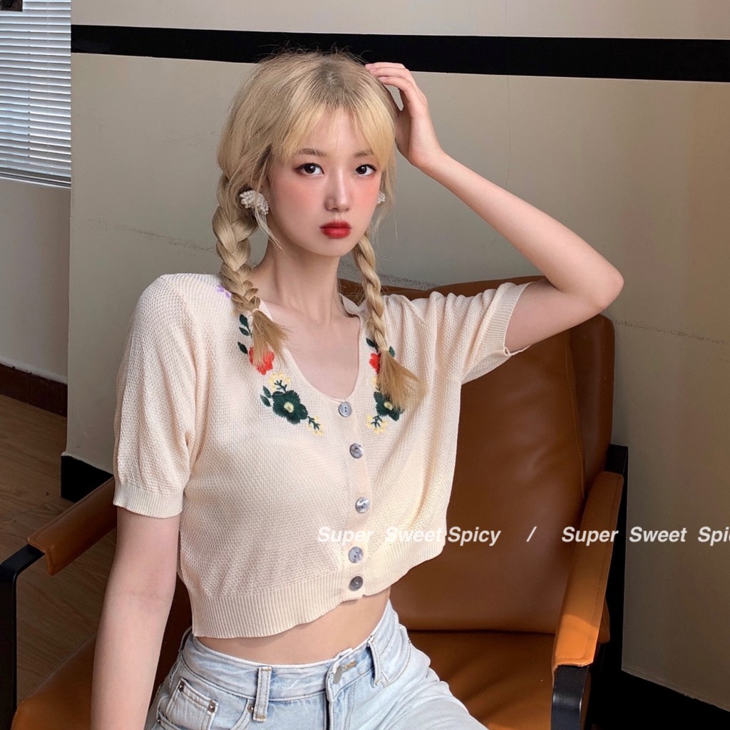 Áo Len Tay Ngắn Cổ Chữ V Thời Trang Quyến Rũ Dành Cho Nữ | BigBuy360 - bigbuy360.vn