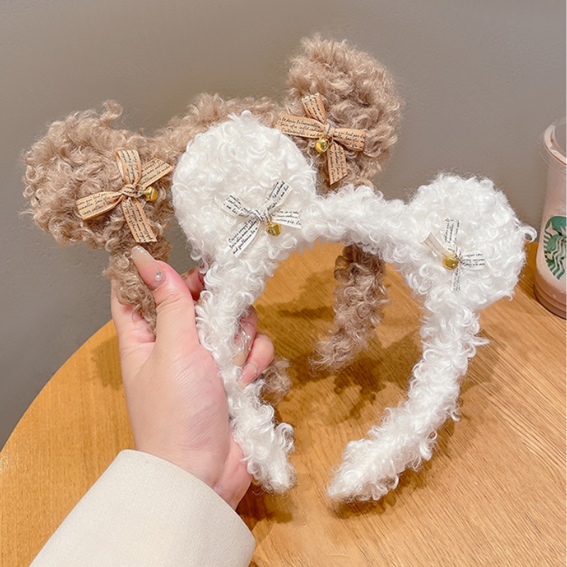 Băng Đô Tai Gấu Bông Dễ Thương Dùng Rửa Mặt Trang Điểm Phong Cách Hàn Quốc