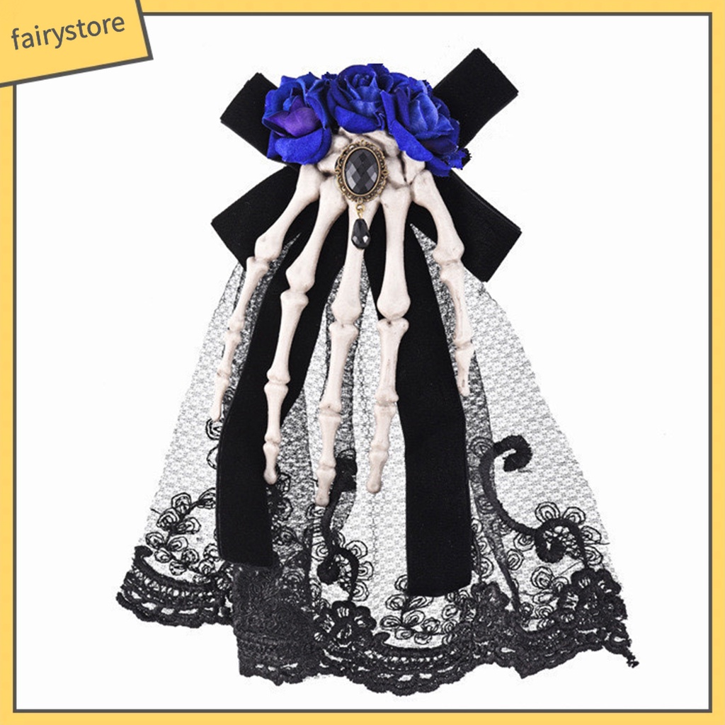 Kẹp Tóc Hình Bàn Tay Xương Hoa Hồng Bằng Vải Chống Trượt Hóa Trang Halloween