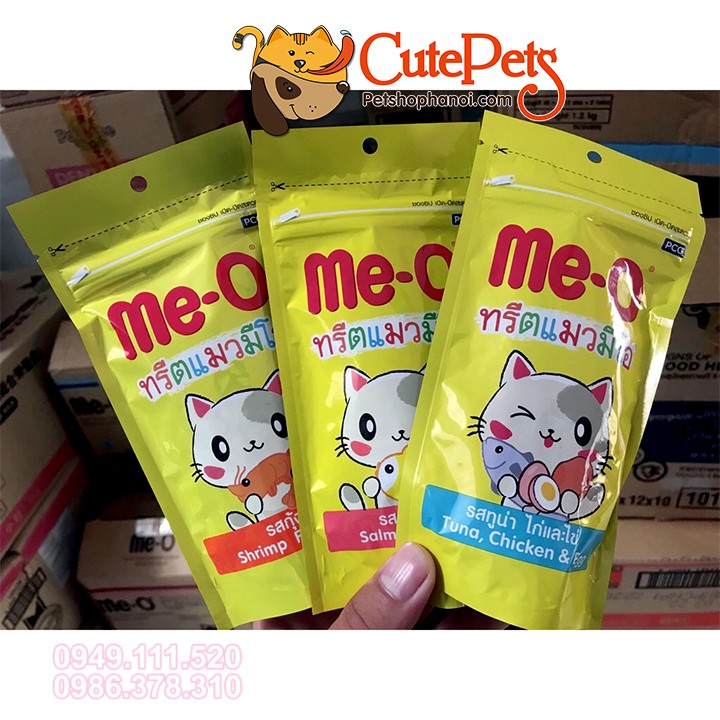 Bánh thưởng cho mèo Me-O Cat Treat 50g - 3 vị Cá Hồi, Cá Ngừ, Tôm - CutePets