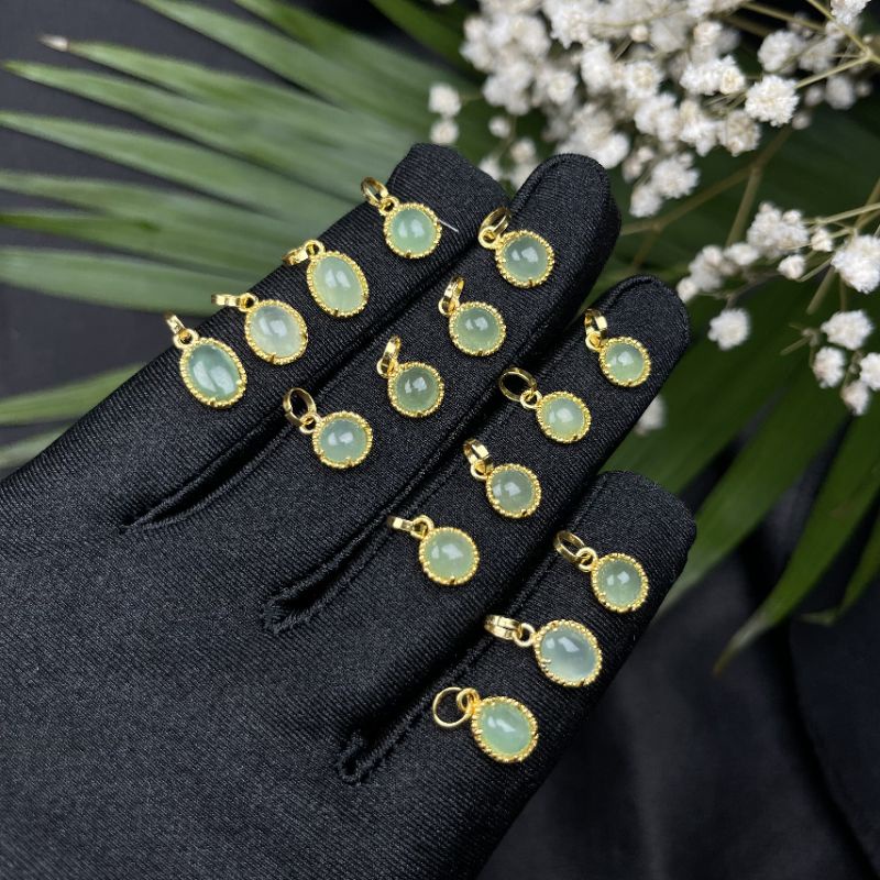 Charm Ngọc Jade A bọc gold10k ☯ Hợp Ngũ Mệnh ☯ Hộ Thân, Bình An, Tài Lộc, May Mắn, Vạn Sự Hanh Thông