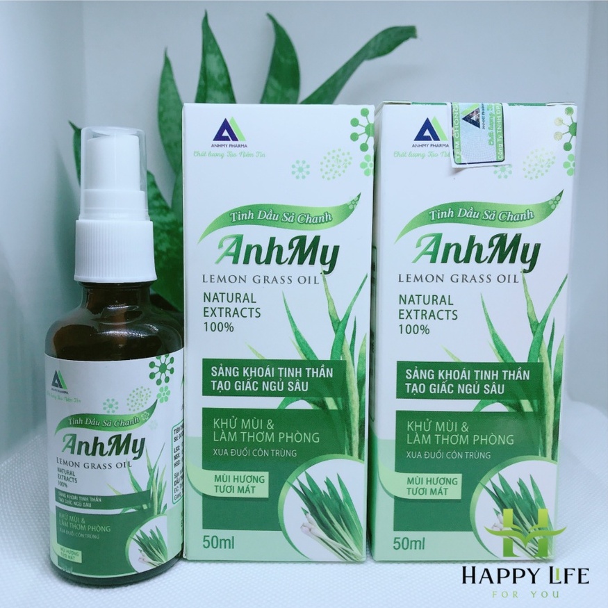 Tinh thơm phòng, tình dầu sả chanh thiên nhiên 50ml - Happy Life 4U