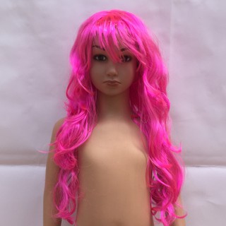 Tóc giả Cosplay hóa trang xoăn dài màu hồng