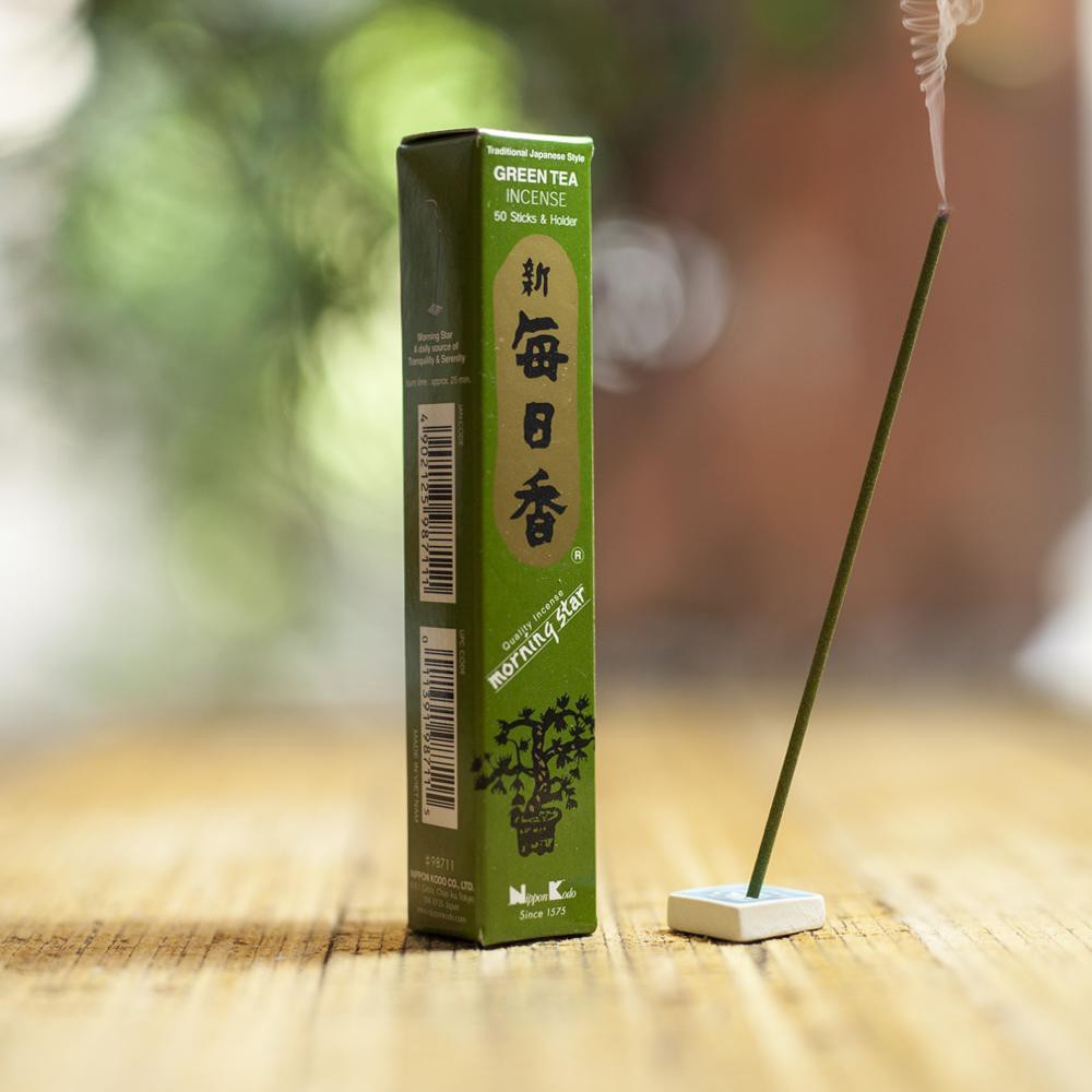 Nhang thơm Morning Star Green Tea trà xanh 50 que, Thanh hương Nhật Bản thư giãn Nippon Kodo