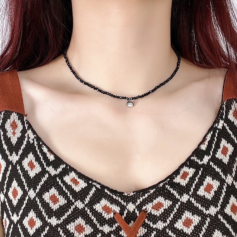 Vòng Cổ Choker Hình Mèo Trắng Đen Siêu Lấp Lánh Dễ Thương
