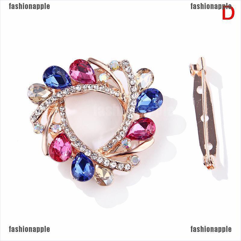 Ghim Cài Áo Hình Vòng Hoa Đính Đá Nhiều Màu Thời Trang