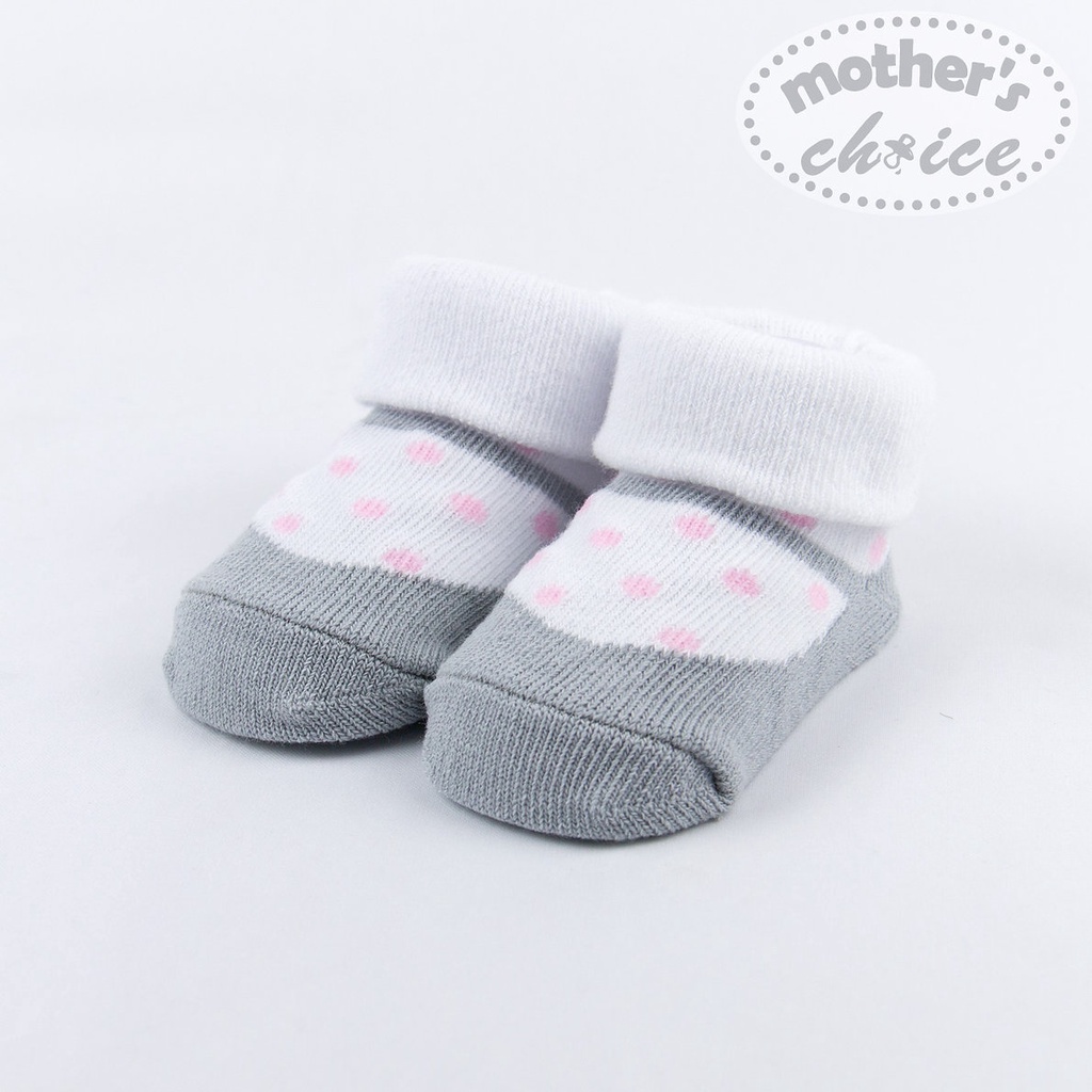 Hộp tất cho bé sơ sinh hộp đơn màu trắng xám chấm bi Mother's Choice - chất liệu co giãn mềm mại size 0-6M IT11571