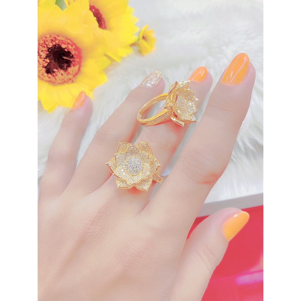 Nhẫn nữ UHA mạ vàng 18k đính đá CZ N554153-140 - Trang Sức UHA