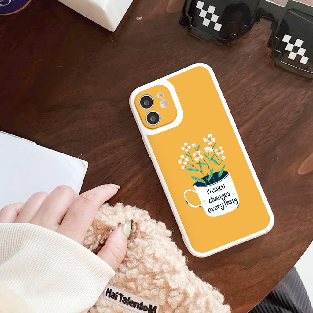 Ốp iphone - Ốp lưng iphone cạnh vuông viền camera Hoa trong cốc dành cho ip 6 đến 14promax - ng079