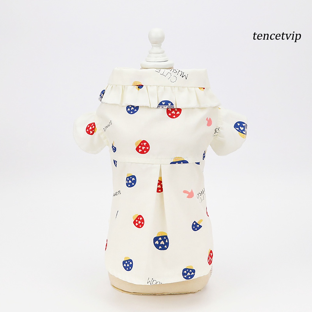 Áo Thun Cotton Phối Bèo In Hình Cây Nấm Thân Thiện Với Da Cho Thú Cưng