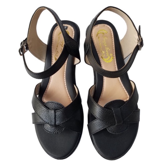 Giày sandal cao gót nữ da bò thật BIGBEN cao 4 phân GCG84