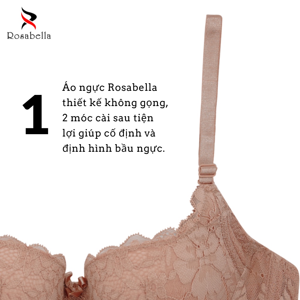 Áo Ngực Ren Không Gọng ROSABELLA Chất Vải Cao Cấp Thoáng Mát Lớp Mút Mỏng Mềm Mại Nâng Đẩy Vòng 1 RW41