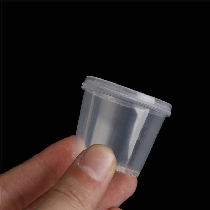 Bộ 100 Cốc Nhựa Trong Suốt Đựng Nước Sốt Có Nắp Đậy Tiện Dụng
