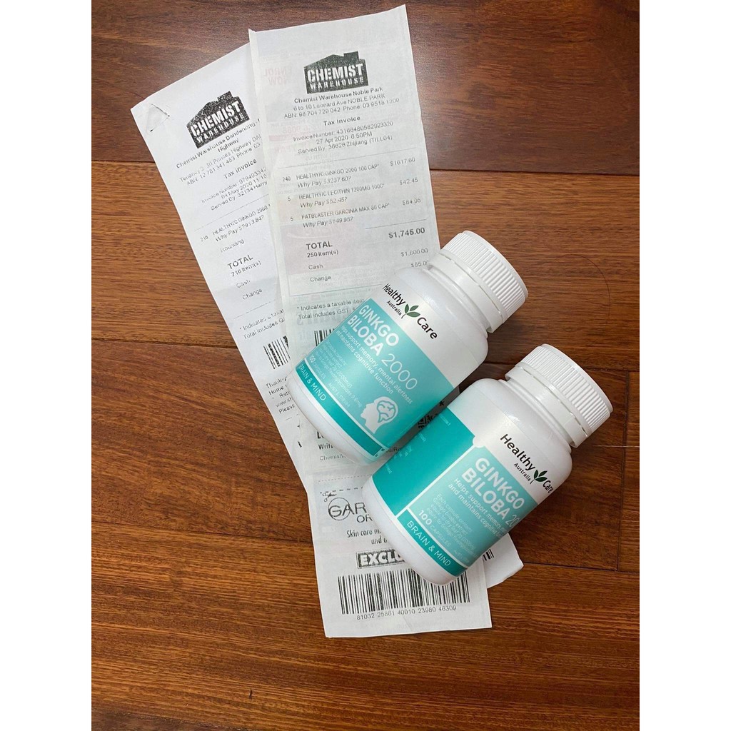 Viên uống bổ não Healthy Care Ginkgo Biloba 2000mg 100 Viên