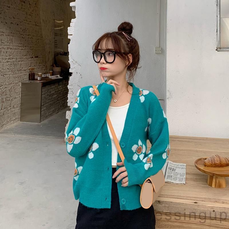 Hàng sẵn_Áo khoác len cardigan dệt kim màu sắc nổi bật phong cách hàn