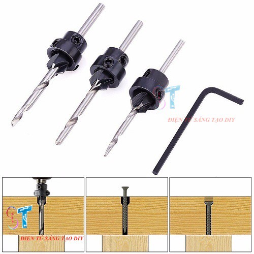 Bộ 7 Mũi Khoan Gỗ Âm Mũ 3mm-6mm siêu cứng