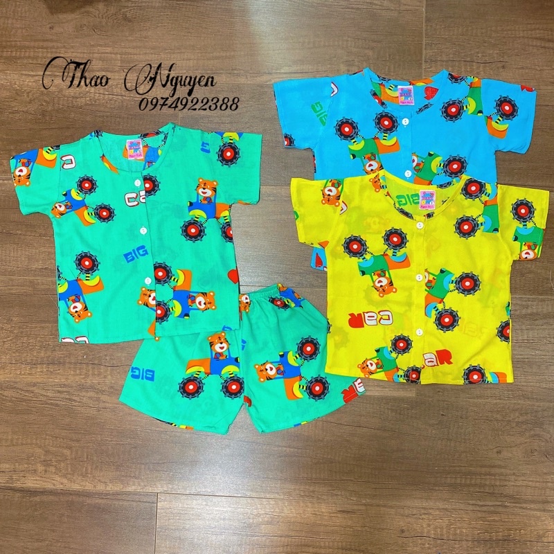 Đồ Bộ Cài Nút Vải Tôn  Mềm - Mịn - Mát Cho Bé Trai 4-10kg