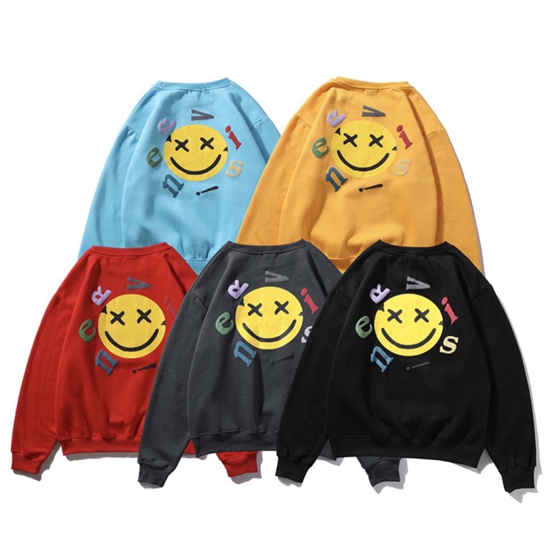 Áo sweater nỉ lót lông SMILE chuẩn form rộng unisex Nam Nữ