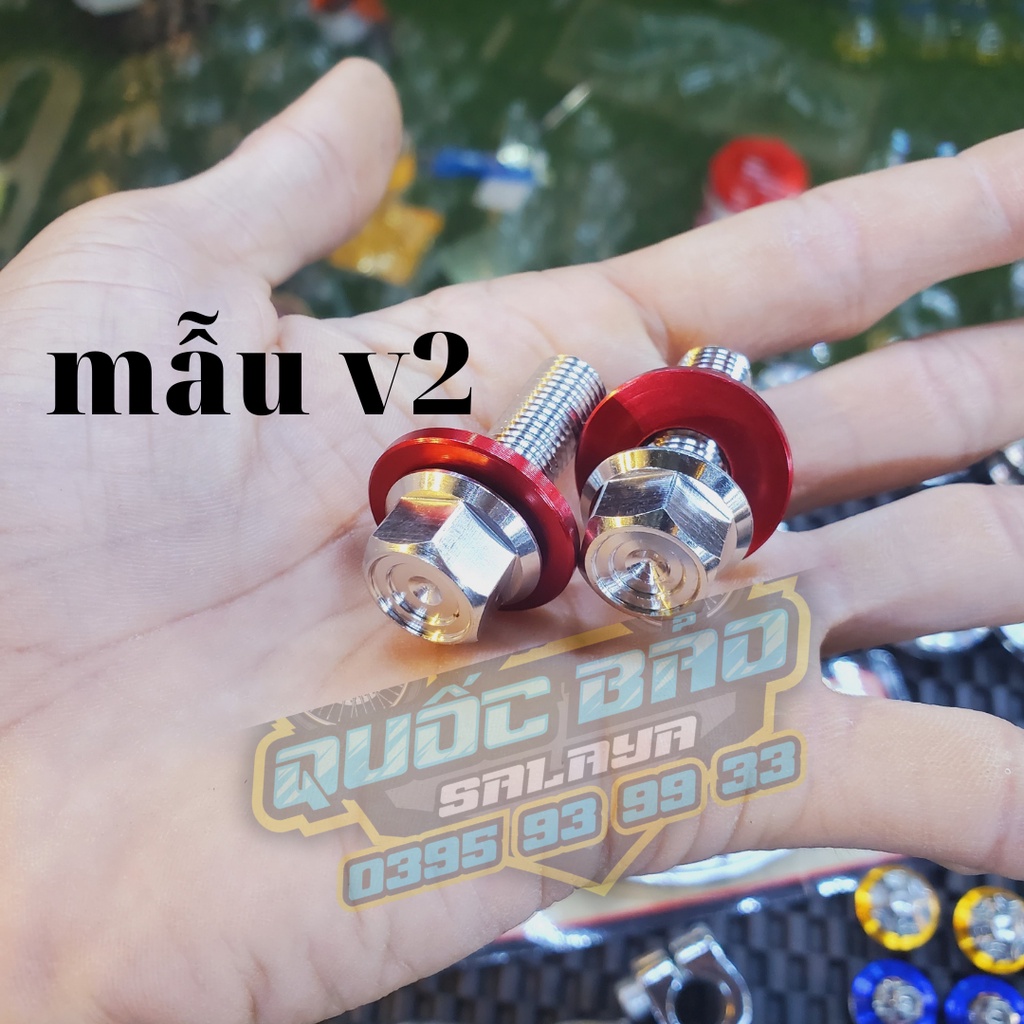 Combo 2 ốc 10x30 TBT gắn chân phuộc sirius fuled wave125 jupiter kèm long đền đỏ