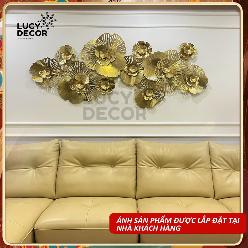 Tranh sắt treo tường bông hoa nghệ thuật decor cỡ lớn trang trí phòng sang trọng phong cách Châu Âu mã A1017