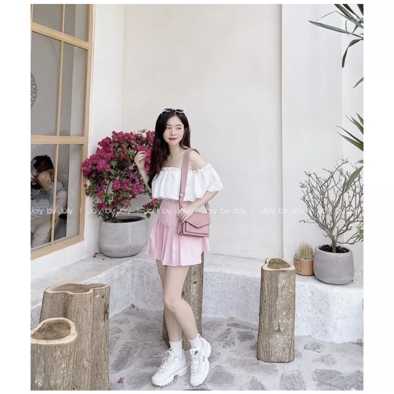 SÉT ÁO BẸT VAI KÈM CHÂN VÁY XINH ULZZANG S10