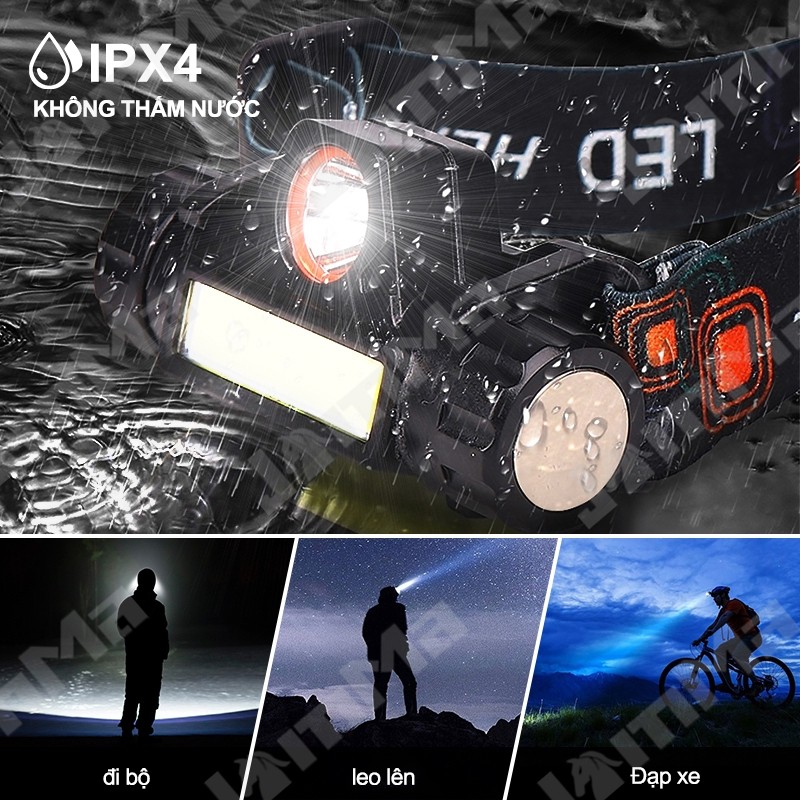 Đèn pin sạc đội đầu kích thước nhỏ đa dụng