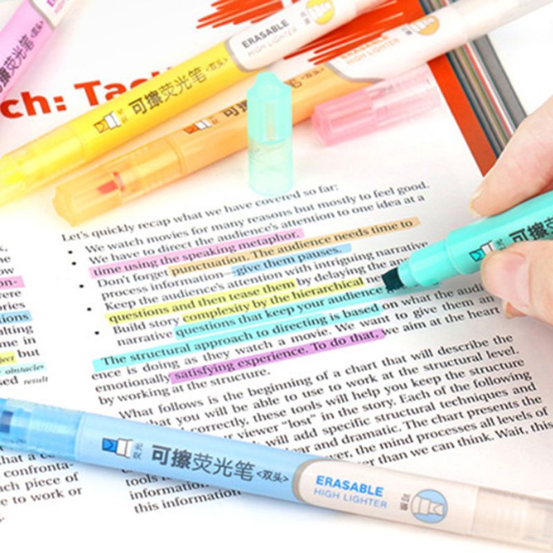 T07 6pcs Double Head Erasable Highlighter Pen Marker Pastel Liquid Chalk Fluorescent Drawing Stationery