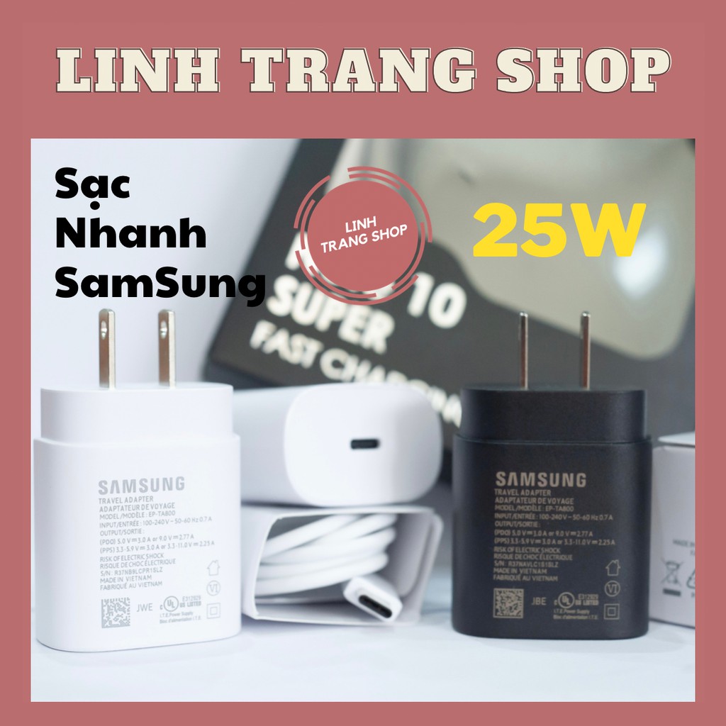 Sạc Nhanh SamSung 25W Chân Cắm Type C ( Bảo Hành 12 Tháng), Dây Sạc Nhanh Samsung 25W + Củ Sạc Nhanh SamSung 25W