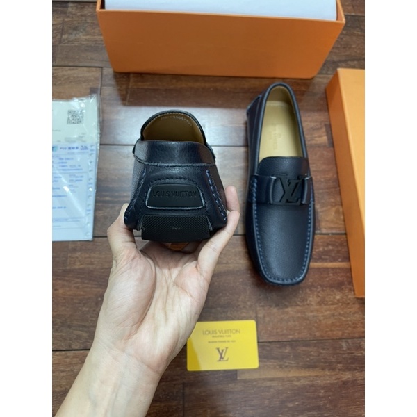 Giày Moca LV , giày lười nam, giày mọi da thật, tag đen lì bản đẹp  Fullbox thẻ bill.