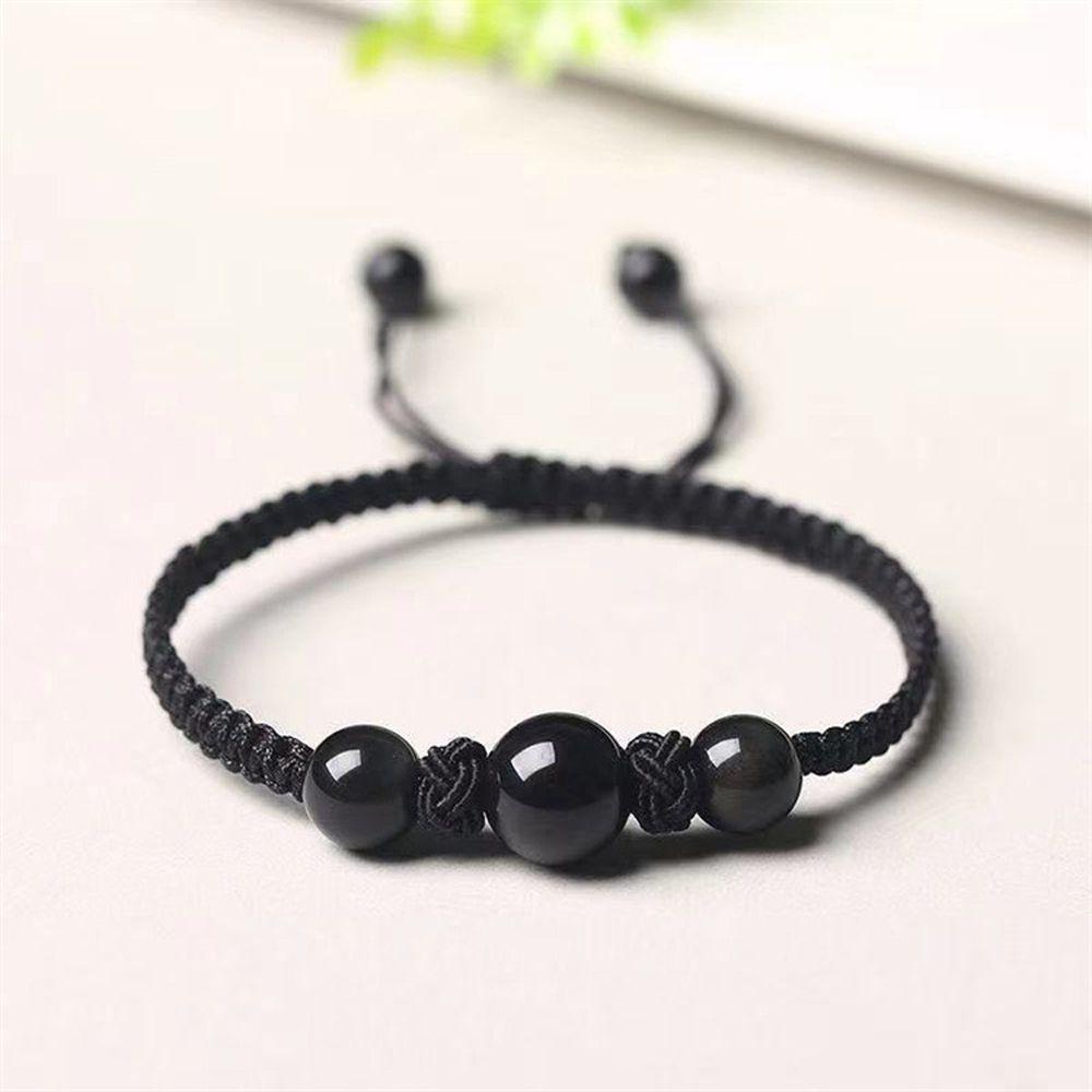 Vòng Tay Đính Đá Tự Nhiên Lấp Lánh Thanh Lịch Cho Nữ|Vòng Tay Tình Bạn Bằng Đá Obsidian