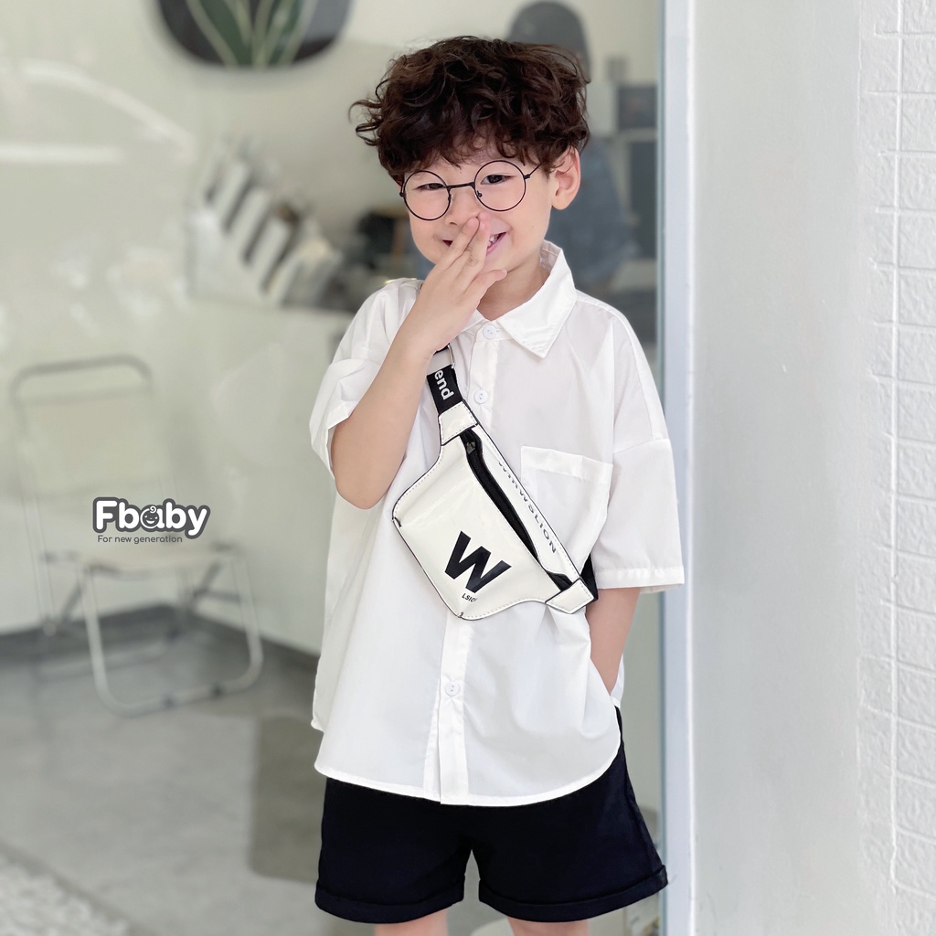 Áo sơ mi trắng phong cách Hàn Quốc kèm quần cực xinh cho bé trai bộ đi học cho bé siêu sang chảnh FBABY