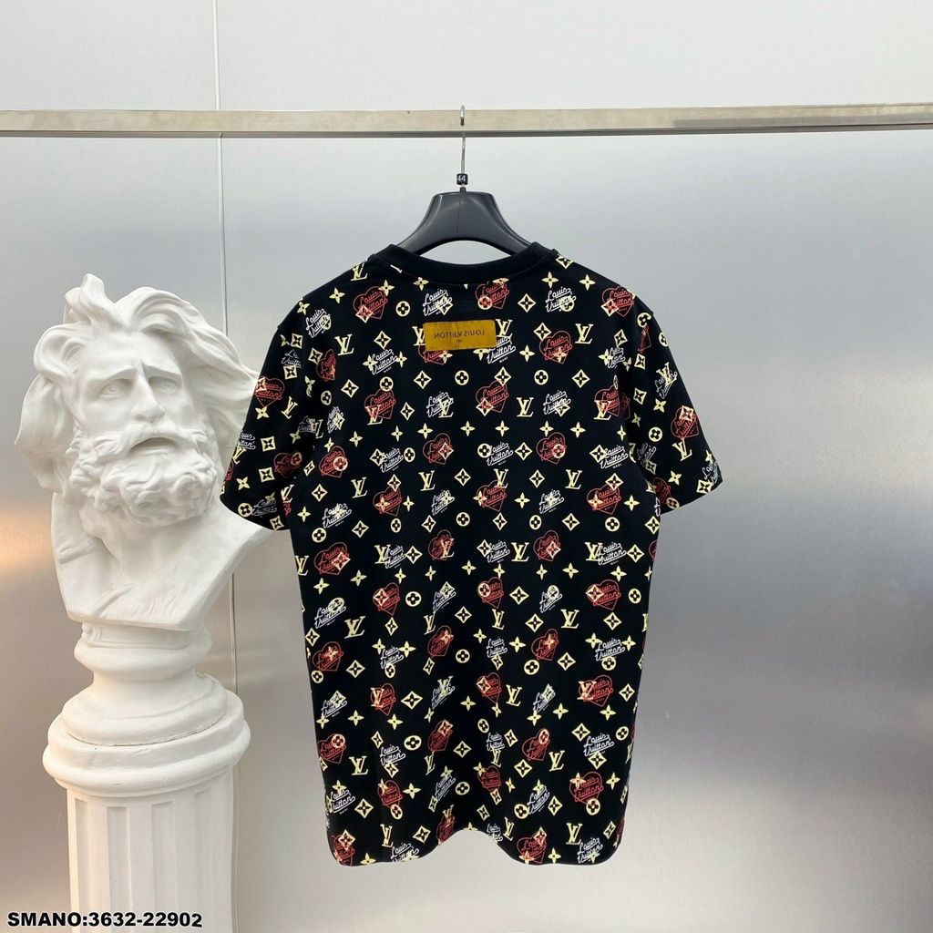 Áo Phông Nam LV Họa Tiết In Chữ. Áo thun Lv Nam cổ Tròn Chất Cotton Mát Mịn DT STORE MENWEAR
