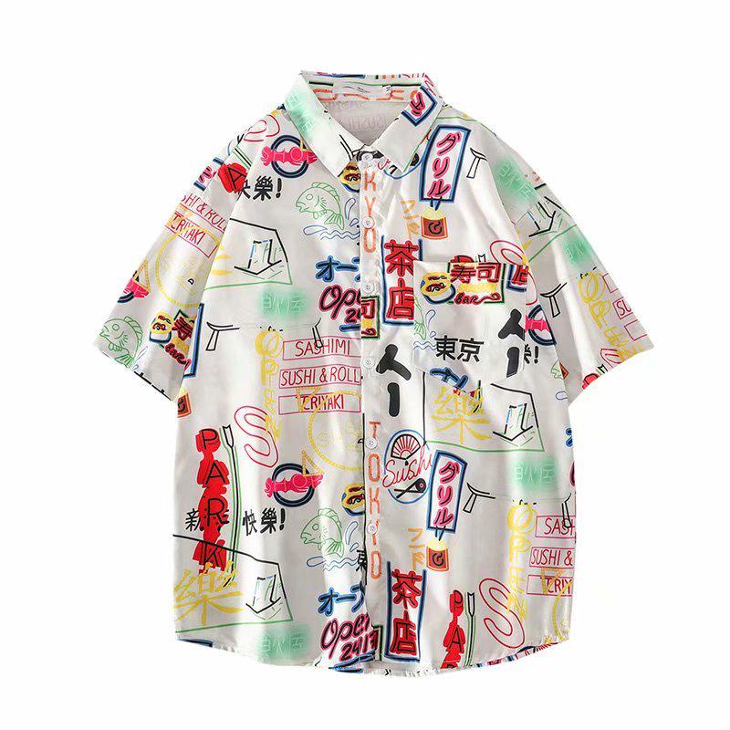 Áo Sơ Mi Nam Ngắn Tay In Hoa Phong Cách Hawaii Mùa Hè