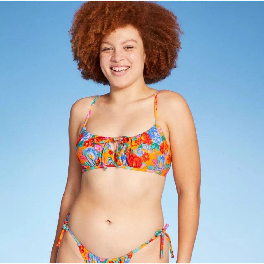 Bộ đồ bơi - Bikini 2 mảnh in hoa lá - Hàng VNXK