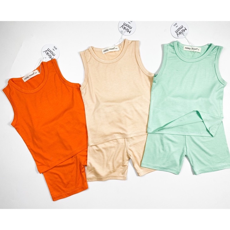NT039 Bộ ba lỗ, sát nách thun lạnh Minky mom cho bé trai, bé gái, sơ sinh màu trơn