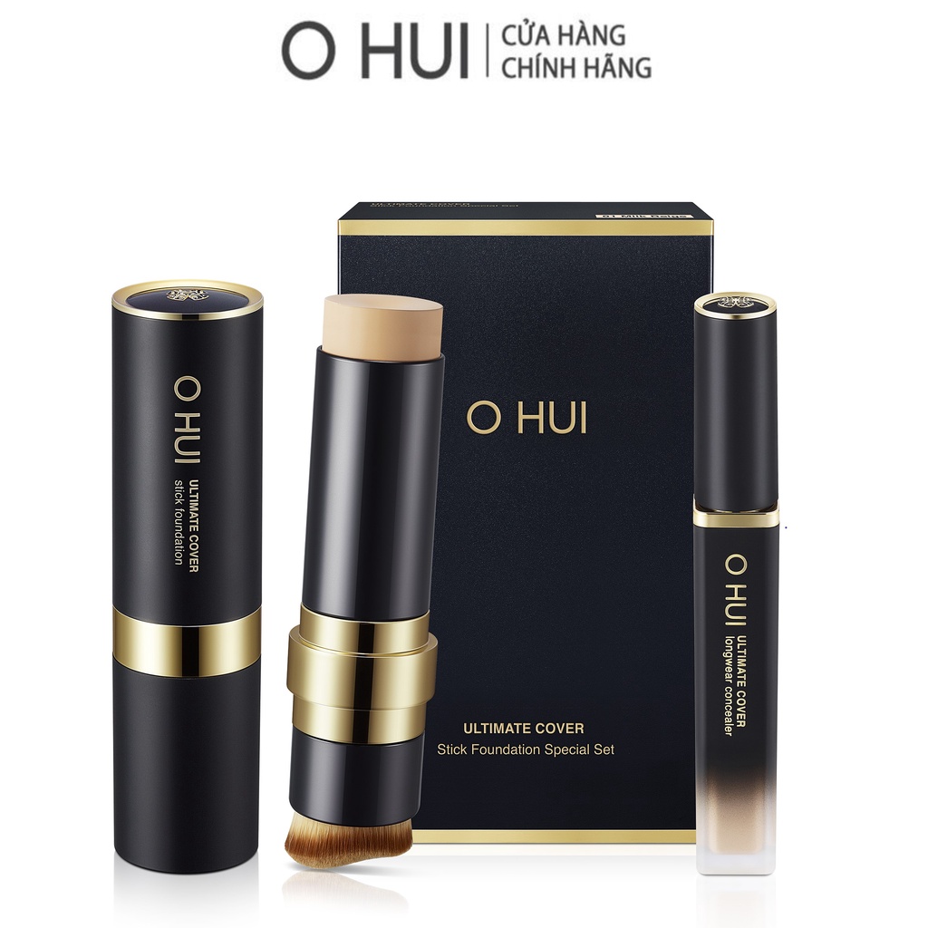 Bộ Kem nền siêu che phủ và Kem che khuyết điểm  OHUI Ultimate Cover Stick Foundation Set