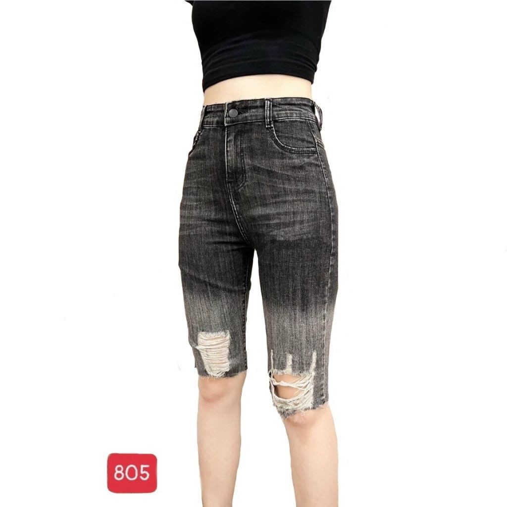 Quần Jean Ngố Nữ-Quần Short Bò Đùi Rách Trẻ Trung Năng Động Chất Jean Co Giản