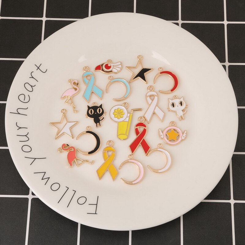 Mặt vòng cổ hình mặt trăng và ngôi sao tráng men làm trang sức thủ công DIY